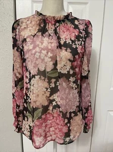 NEU H&M HM Damen Bluse Langarm Blumen Rosa Gr. XS - Bild 1 von 4