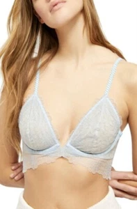 Free People Lucia Underwire Bra Lace Sheer Womens Blue Hydrandea New - Picture 1 of 7