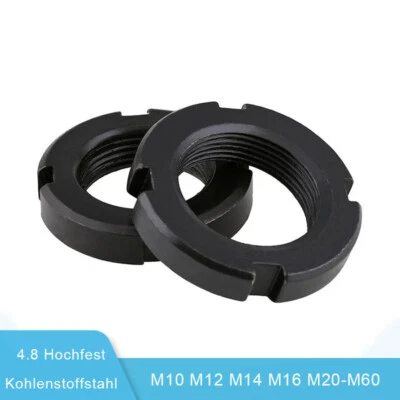 M10/M12-M60 rund Kontermutter geschlitzt Nüsse Retaining Kronenmutter schwarz - Bild 1 von 4