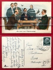 Artist AK by ARTHUR THIELE 1938 Skat Round Cards Player (87451