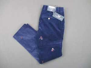 NEW Vineyard Pants Mens 28x30 Blue Corduroy Slim Fit Breaker Pant Ski Embroidery - Picture 1 of 15