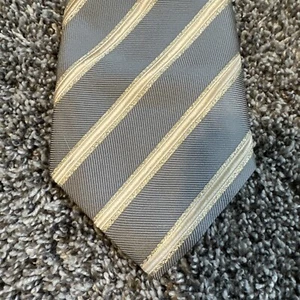 ALVMNI Gray And Gold Striped Repp Designer Neck Tie 4” - Picture 1 of 6