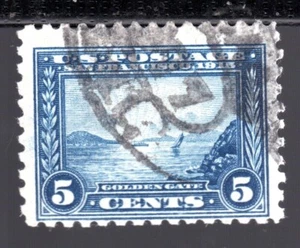 U.S.A. #403 1915  5 Cent Golden Gate Perf 10 Blue  F Used  SCV$17.50 - Picture 1 of 2