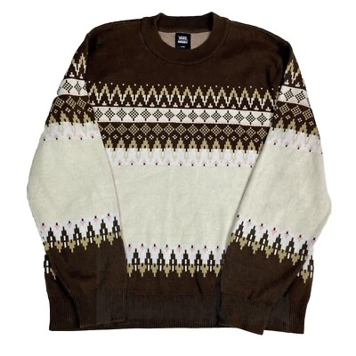 Vans x Justin Henry Large Antique White Sweater Mens Fair Isle Christmas Jumper - Image 1 of 4