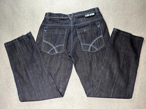 5ive Jungle & Co Jeans Men W33 L34 Baggy Wide Leg Y2K Streetwear Blue Trim - Picture 1 of 22