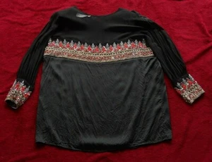 "Túnica para mujer de gran tamaño L Lulu Bravo vintage negra con cuentas de seda busto 50" - Imagen 1 de 9