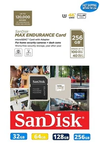 SanDisk Max Endurance Micro SD Memory Cards Security Cams Dash Cams & Cameras - Picture 1 of 38