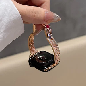 Metal Dressy Bracelet with Bling Diamond for Apple Watch Band 41/42/45/46/49mm - Picture 1 of 16