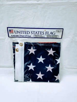 Ilhós de latão H E Harris & Co bandeira dos Estados Unidos 3 pés X 5 pés feitos nos EUA - Imagem 1 de 2