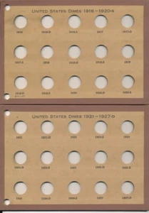 Wayte Raymond Coin Board n. 374 A-C,E US Dimes 1916-1935, 1940-1945 - Foto 1 di 4