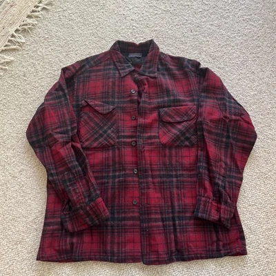 Camisa de Tablero Pendleton Vintage Años 60 Sombra Roja Cuadros Talla L Foto 1 de 4