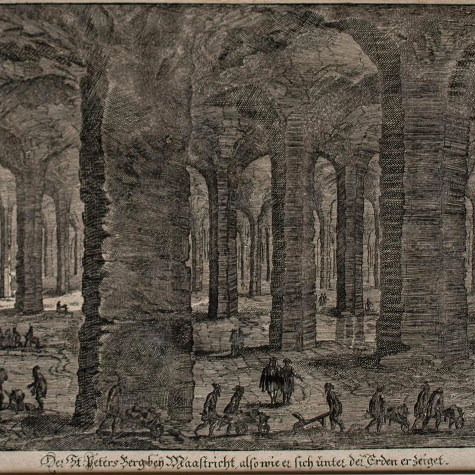 Edward Brown Grotten von St. Pieter Maastrich Original Kupferstich 18 Jhd - Bild 1 von 3