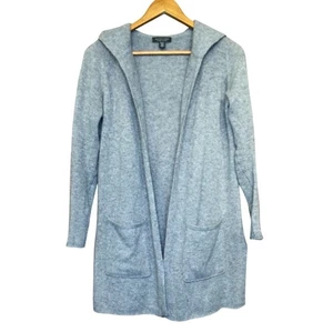 Saks Fifth Avenue Womens Hooded Cashmere Cardigan Sweater Gray Size S Luxury - Picture 1 of 12