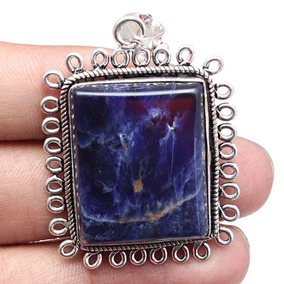 Colgante Piedras Preciosas Sodalita Hecho a Mano Regalo Día de la Madre Joyería Plata 2" Foto 1 de 4
