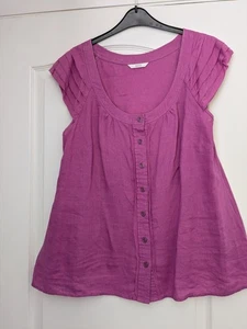 M&S Linen Button Through Summer Top Size 18 - Picture 1 of 4