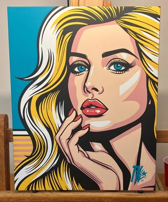 ARENA Y CIELO Original Moderno Pop Art Pintura Acrílica Pintada a Mano sobre Lienzo Foto 1 de 4