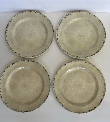 (4) Tommy Bahama Melamine Beige Brown Crackle Dinner Plates Home Decor 11 inch  - Image 1 of 4