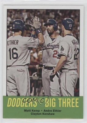2012 Topps Heritage Matt Kemp Andre Ethier Clayton Kershaw Dodgers Big Three - Image 1 of 2