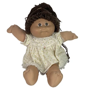 Cabbage Patch Doll Brown Hair Brown Eyes Floral Dress Dimples 1978 1982 - Picture 1 of 10