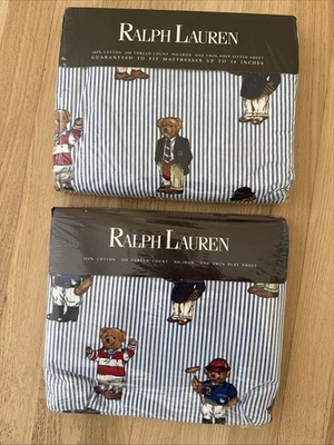 De colección Ralph Lauren Polo Oso de Peluche Doble Plano y Sábana Ajustable 66”x96” NUEVO Sellado Foto 1 de 4