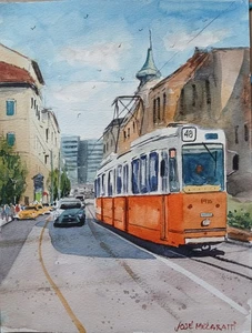 Original Watercolor Painting "Street In Budapest" 9" x 12" - Picture 1 of 6