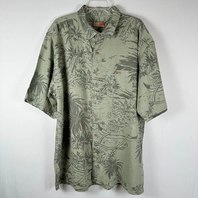 NWT Dash Hemp Santa Cruz Camp Shirt Men XXL Palm Tree Print Button Up 2XL Casual - Image 1 of 4