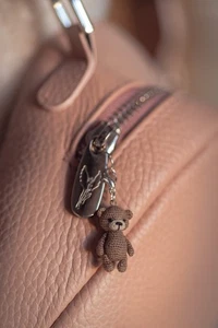 Handmade Bear Keychain, Mini Crochet Amigurumi Charm, Bag Accessory, Unique Gift - Picture 1 of 3