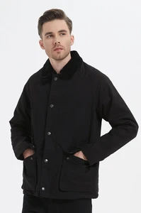Chaqueta ligera informal de mezcla de algodón con cuello de pana bolsillos utilitarios para hombre - Imagen 1 de 8