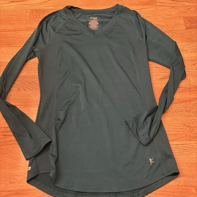 Top de entrenamiento DanskinNOW talla mediana verde azulado activo manga larga dri-more para mujer Foto 1 de 4
