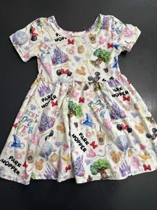 Girls 4T Disney Mini Hopper Dress Castle Stretchy Knit - Picture 1 of 4