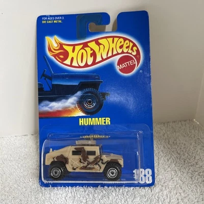 1991 Hot Wheels Light Tan Camo Hummer #188 1:64 Scale Diecast Vintage Blue Card  - Image 1 of 4