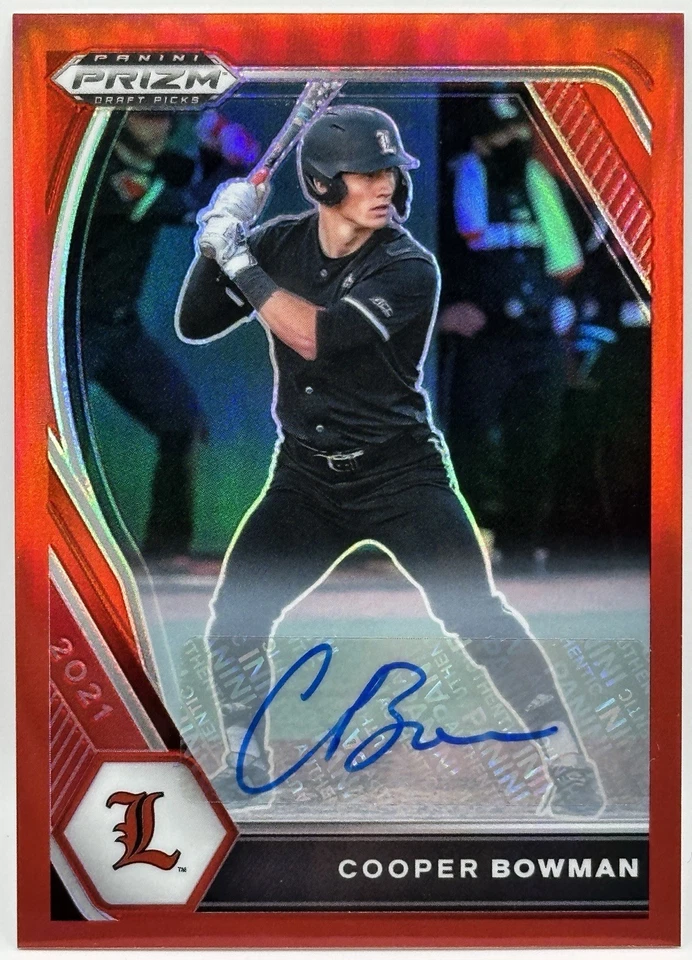 2021 Panini Prizm Draft Picks - Cooper Bowman #PDP122 Red Prizm Auto /50 - Image 1 of 2