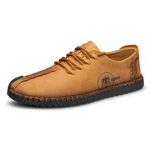 Wear-resistant Men Shoes for Lightweight PU Leather Shoes Soft Lace-up Loafers - Picture 1 of 19