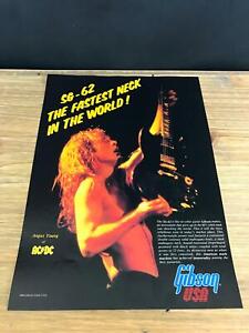 1987 VINTAGE 8X11 DRUCK Anzeige für Gibson Gitarren SG-62 MIT Angus Young OF AC/DC