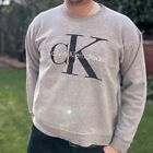 Calvin Klein Grey Jumper Men's Size Large Retro Fleece Sweater / Sweatshirt