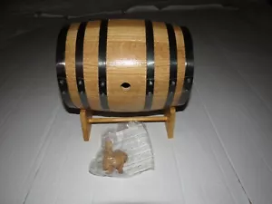 Powers Whiskey 67oz Mini Whiskey Barrel Dispenser With Stand Bar Pub Man Cave - Picture 1 of 6