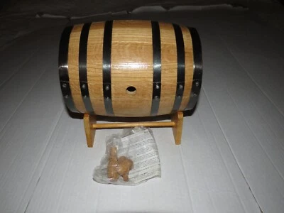 Powers Whiskey 67oz Mini Whiskey Barrel Dispenser With Stand Bar Pub Man Cave - Image 1 of 4
