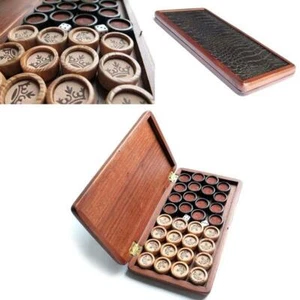 Backgammon Spielstücke Luxus Box Chips Holzbrett Leder Würfel Turnier - Bild 1 von 4
