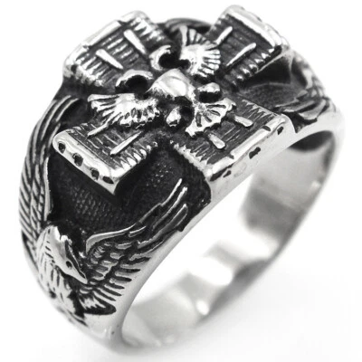 Vintage Empire Double Head Eagle Ring Stainless Steel Men's Eagle Army Cool Ring - Image 1 of 4
