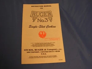 RUGER No. 3 Single-Shot Carbine Instruction Manual SC/5-88 - Picture 1 of 5
