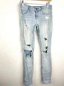 Bullhead Black Pacsun Light Wash Distressed Denim Legging Jeans - Picture 1 of 9