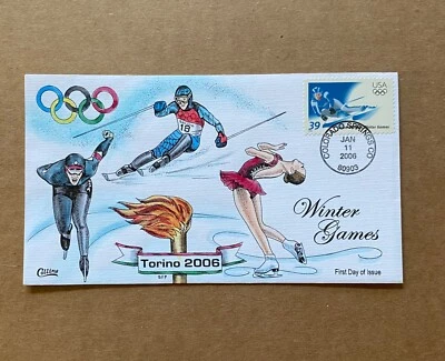 US FDC Collins Hand-Painted #3995 Winter Olympics  2006 - Image 1 of 3