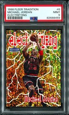 MICHAEL JORDAN 1998 FLEER TRADITION ELECTRIFYING INSERT #6 PSA 9 MINT!! RARE