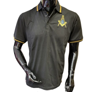 Freemason Fraternity Kurzarm Poloshirt schwarz gold Masonic Dri-Fit Polo Top - Bild 1 von 1
