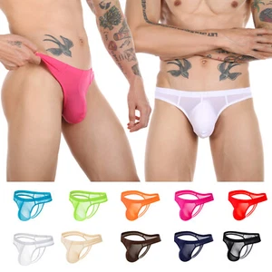 Men Sexy Briefs Ice Silk G-String Underwear Low Rise Bikini  Panties Undies - Picture 1 of 23