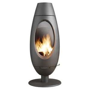 Invicta Gussofen Ode modern rund Kaminofen Kamin Heizkamin Designkamin 10kw Holz - Bild 1 von 5