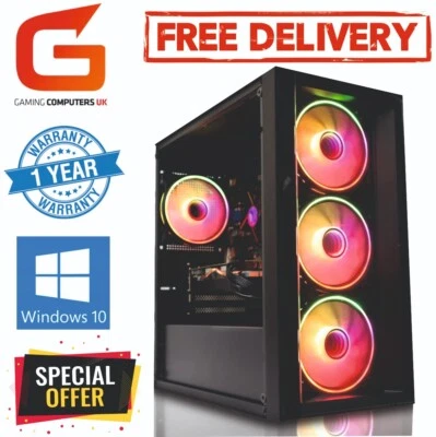 Gaming PC COMPUTER Core i7 16GB 240GB + 1TB RTX 3050 Win10 FREE DELIVERY - Image 1 of 4