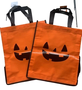 Lot 2 Halloween Candy Trick Or Treat Tote Bags 13” X 15” Kids Bag Pumpkin Party - Picture 1 of 3