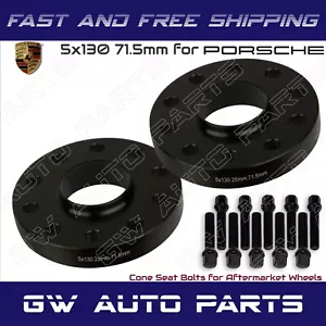 2 PC 5x130 25mm Hub Centric Wheel Spacers For Porsche 911 Comes With Lug Bolts - Picture 1 of 2
