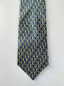 Sulka Mens Yellow Horses Head 100% Silk Neck Tie Made In France 61" x 4" - Picture 1 of 5